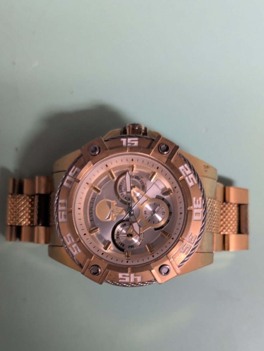 Invicta Gold Tone Men's Chronograph Watch with Mesh Accent - Picture 3 of 6